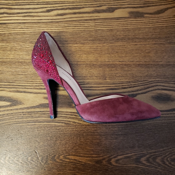 Pelle Moda Burgandy Suede Sparkle Dorsay Heel 5.5M - Picture 3 of 5
